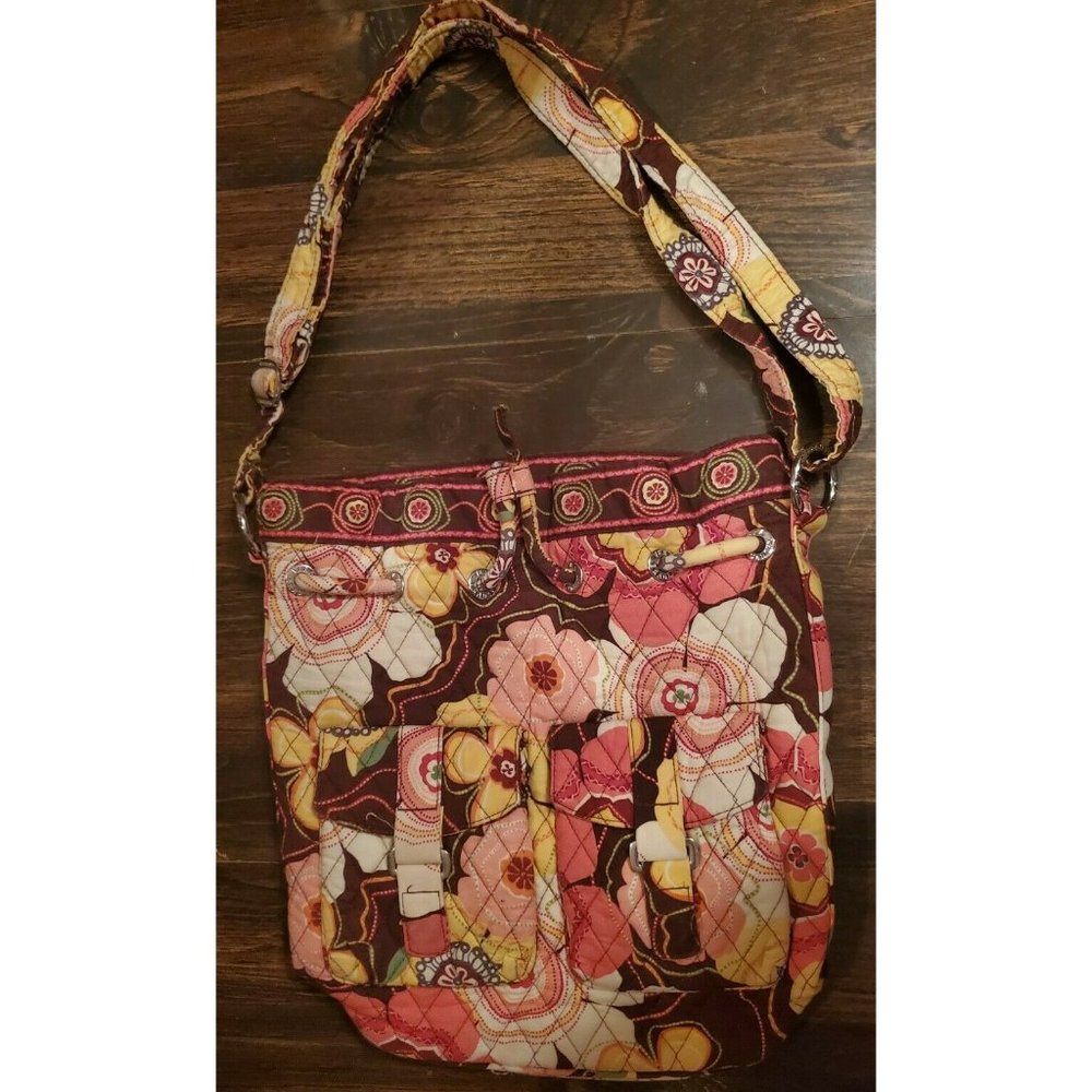 VERA BRADLEY Quick Drawstring Bucket Bag BUTTERCUP Crossbody Shoulder Bag